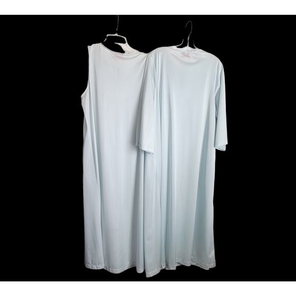 Vintage Gilead Women Blue Nightgown Robe Set – Size L – Satin Floral Embroidery - Picture 8 of 11
